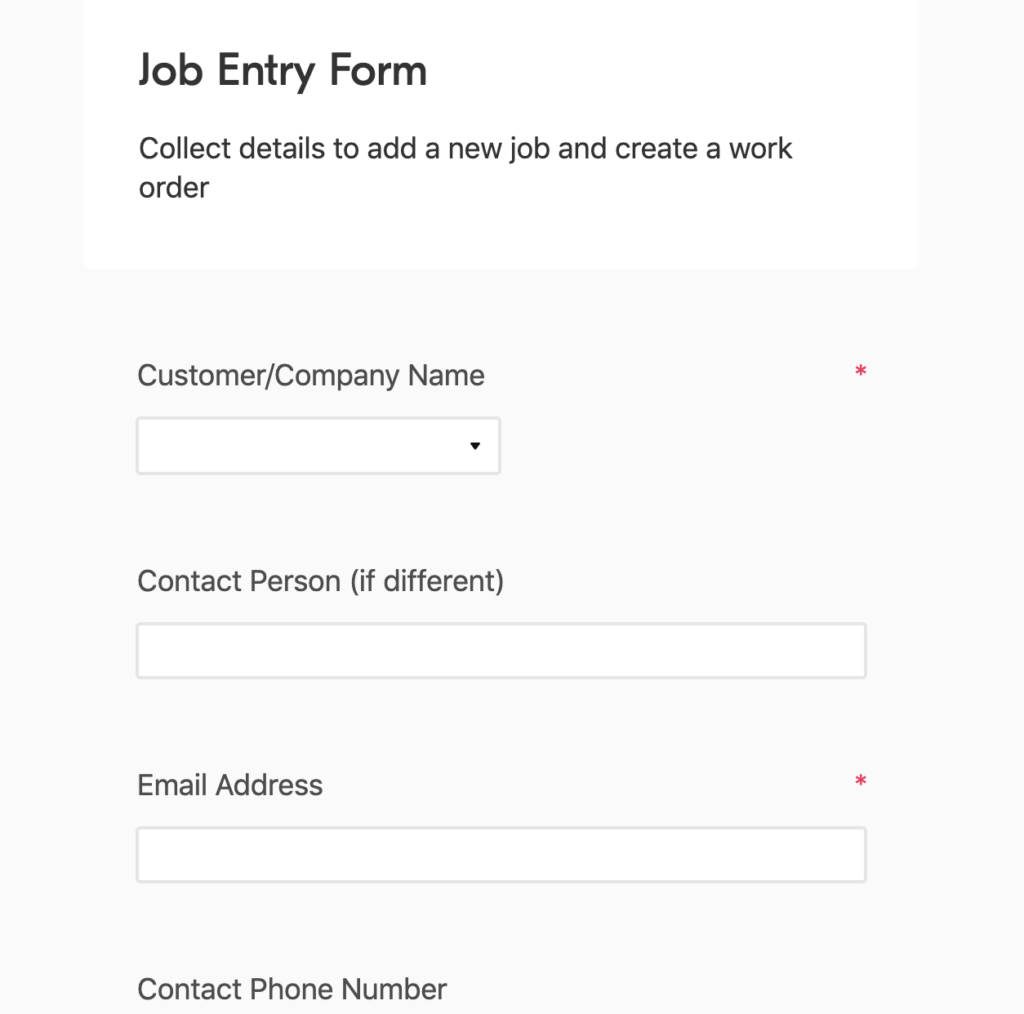 job entry form example